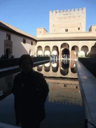 Miaomiao at the pond at the Patio de los Arrayanes courtyard and the Salón de los Embajadores at the Alhambra palace
