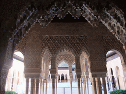 Gates at the Patio de los Leones courtyard, under renovation, at the Alhambra palace