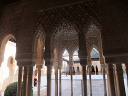 Gates at the Patio de los Leones courtyard, under renovation, at the Alhambra palace