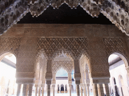 Gates at the Patio de los Leones courtyard, under renovation, at the Alhambra palace