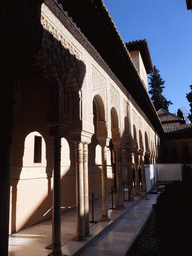 Gallery at the Patio de los Leones courtyard, under renovation, at the Alhambra palace