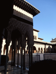 The Patio de los Leones courtyard, under renovation, at the Alhambra palace