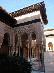 The Patio de los Leones courtyard, under renovation, at the Alhambra palace