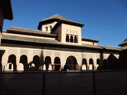 The Patio de los Leones courtyard, under renovation, at the Alhambra palace