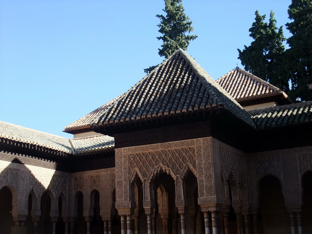 Roofs at the Patio de los Leones courtyard at the Alhambra palace