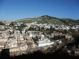 The north side of the city of Granada, with the city wall, viewed from the Chambers of Charles V at the Alhambra palace