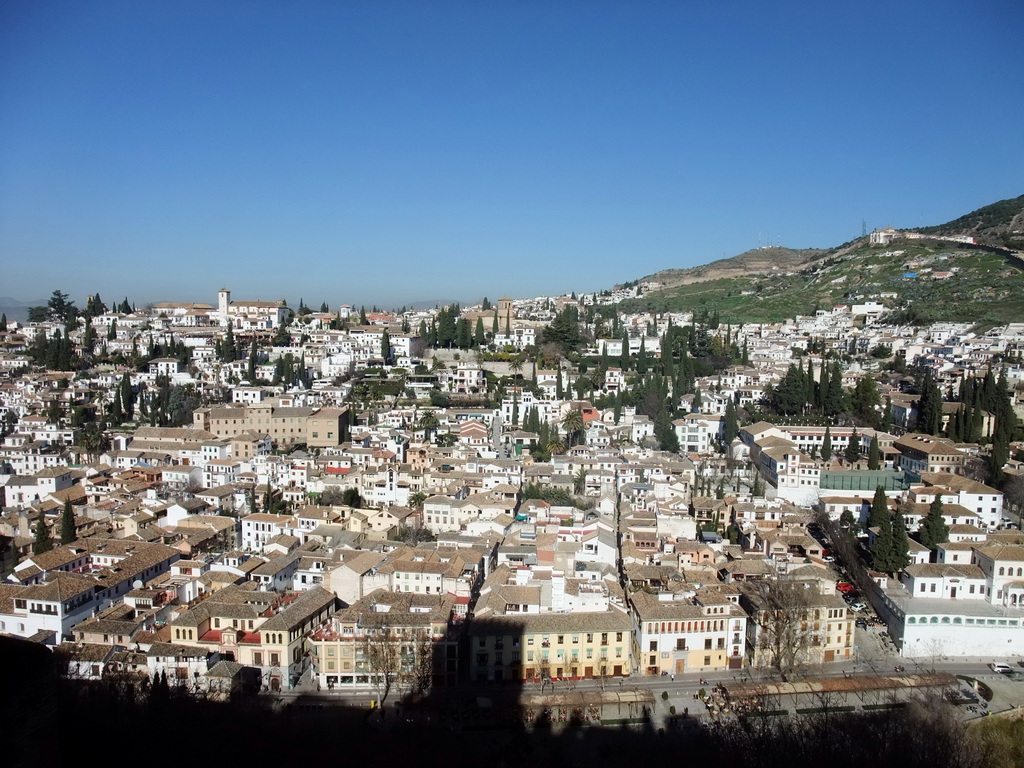 The north side of the city of Granada, with the city wall, viewed from the Chambers of Charles V at the Alhambra palace