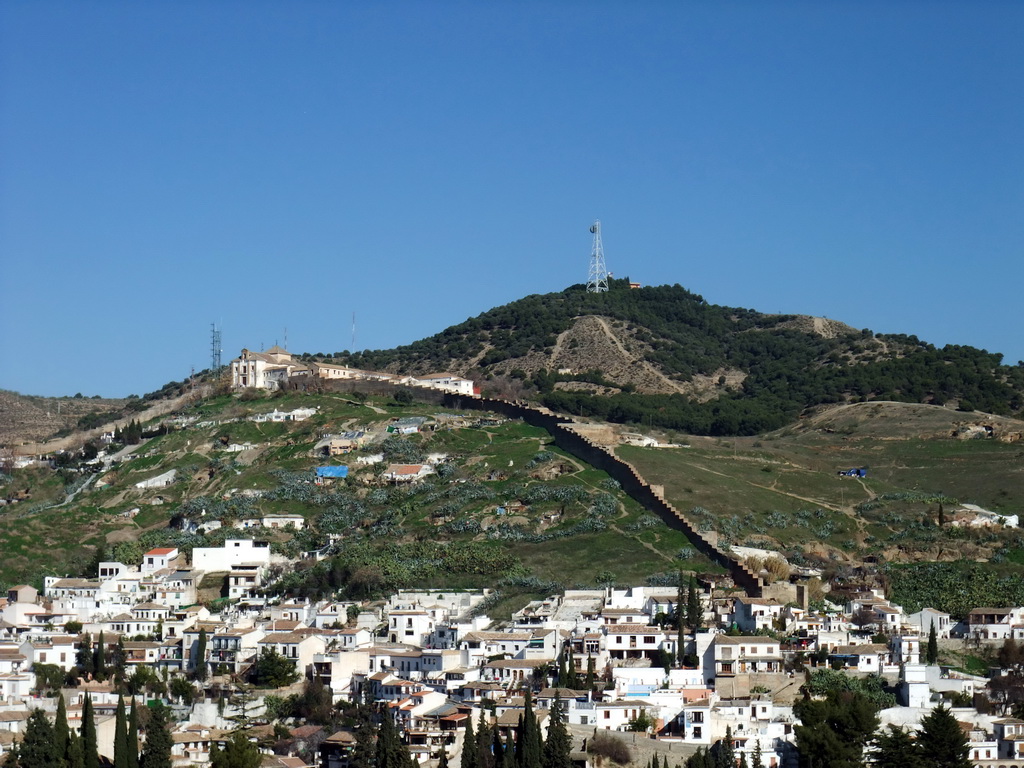 The north side of the city of Granada, with the city wall, viewed from the Chambers of Charles V at the Alhambra palace