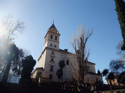 The Iglesia de Santa María church and the Jardines del Partal gardens at the Alhambra palace