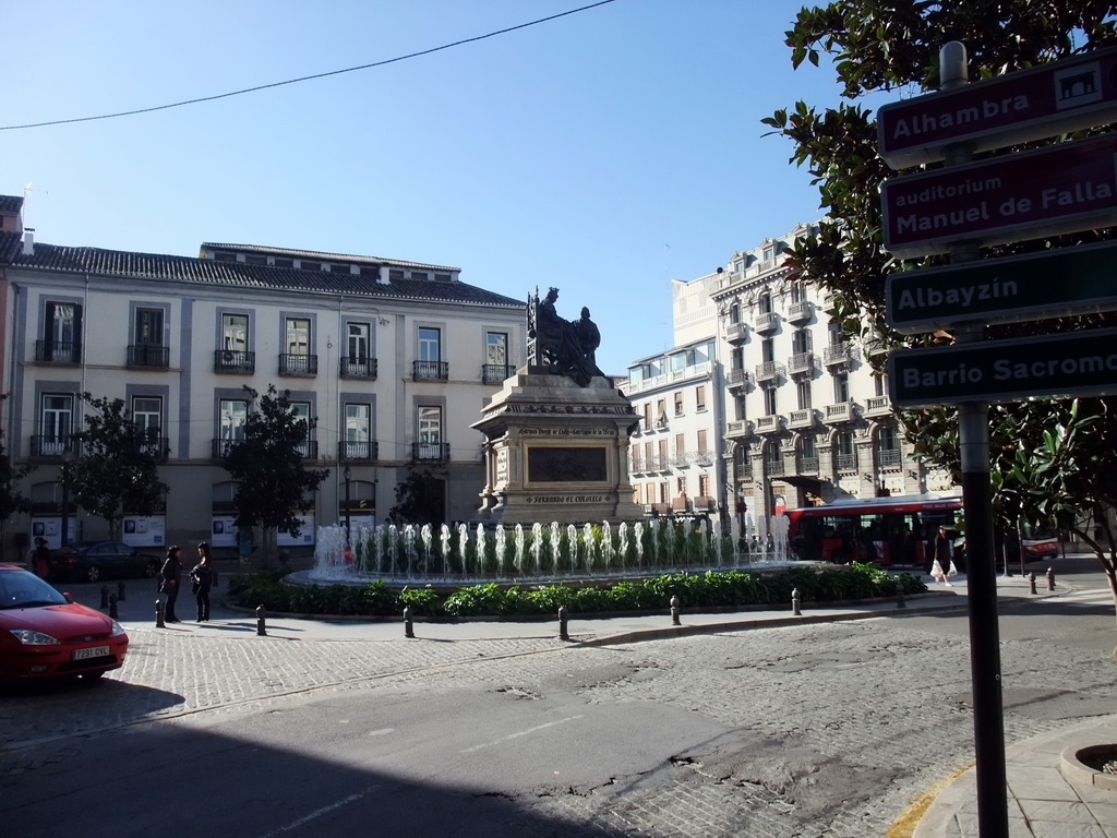 The Plaza de Isabel La Católica square with the Monument to the Capitulations of Santa Fe