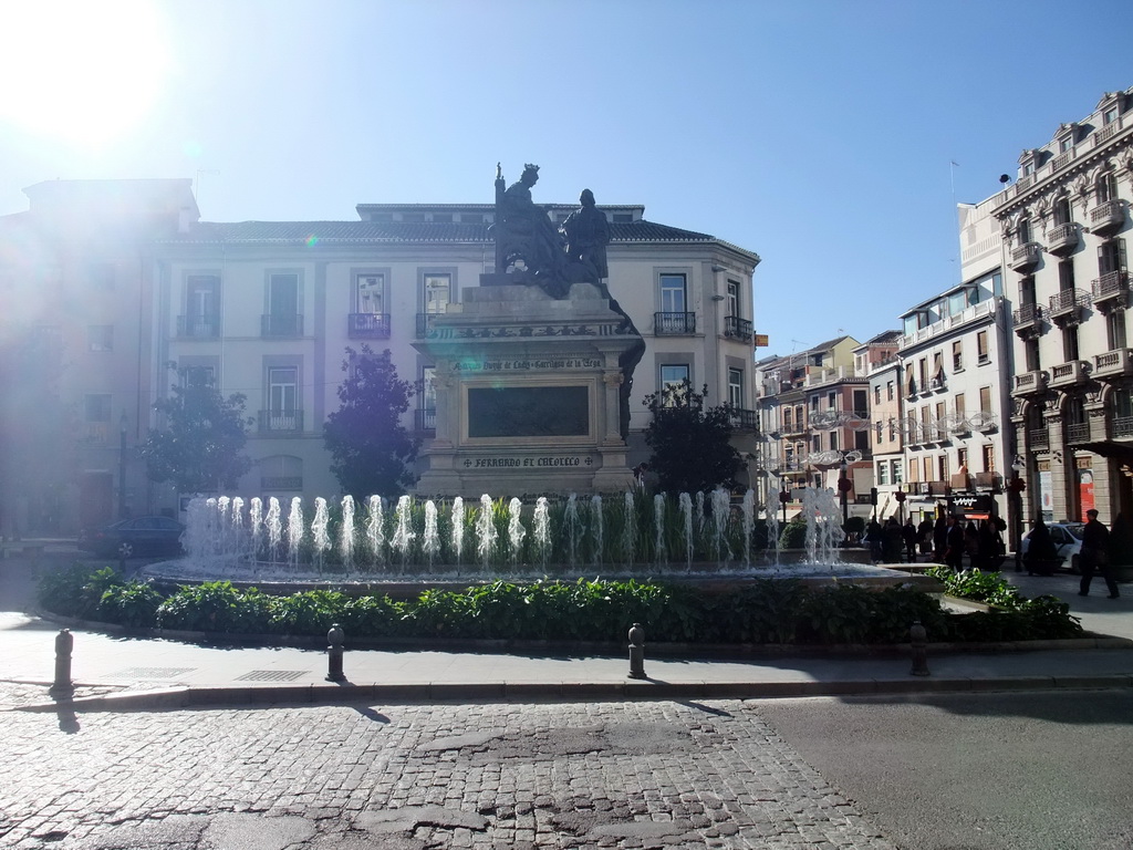 The Plaza de Isabel La Católica square with the Monument to the Capitulations of Santa Fe