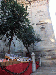 Street stalls with herbs at the northeast side of the Granada Cathedral, at the Calle de la Cárcel Baja street
