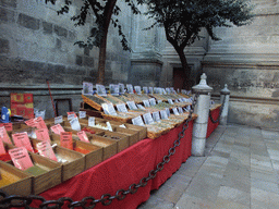 Street stalls with herbs at the northeast side of the Granada Cathedral, at the Calle de la Cárcel Baja street