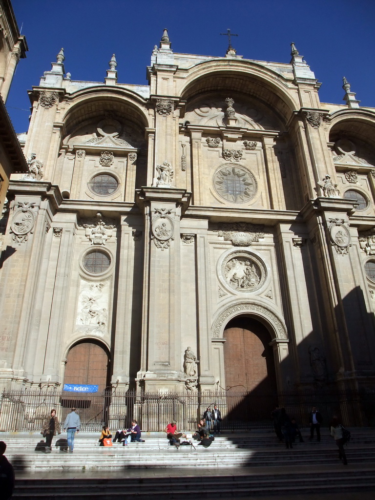 Front of the Granada Cathedral at the Plaza de las Pasiegas square