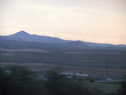 Wind mills on hills, viewed from our tour bus from Granada to Seville