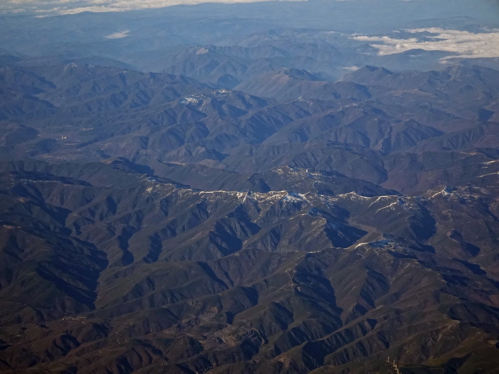 The Pyrenees mountain range, viewed from the airplane from Amsterdam