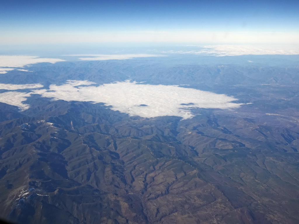 The Pyrenees mountain range, viewed from the airplane from Amsterdam