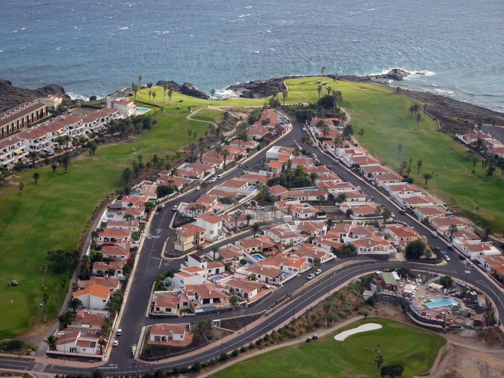 The town and golf course of Amarilla Golf, viewed from the airplane from Amsterdam