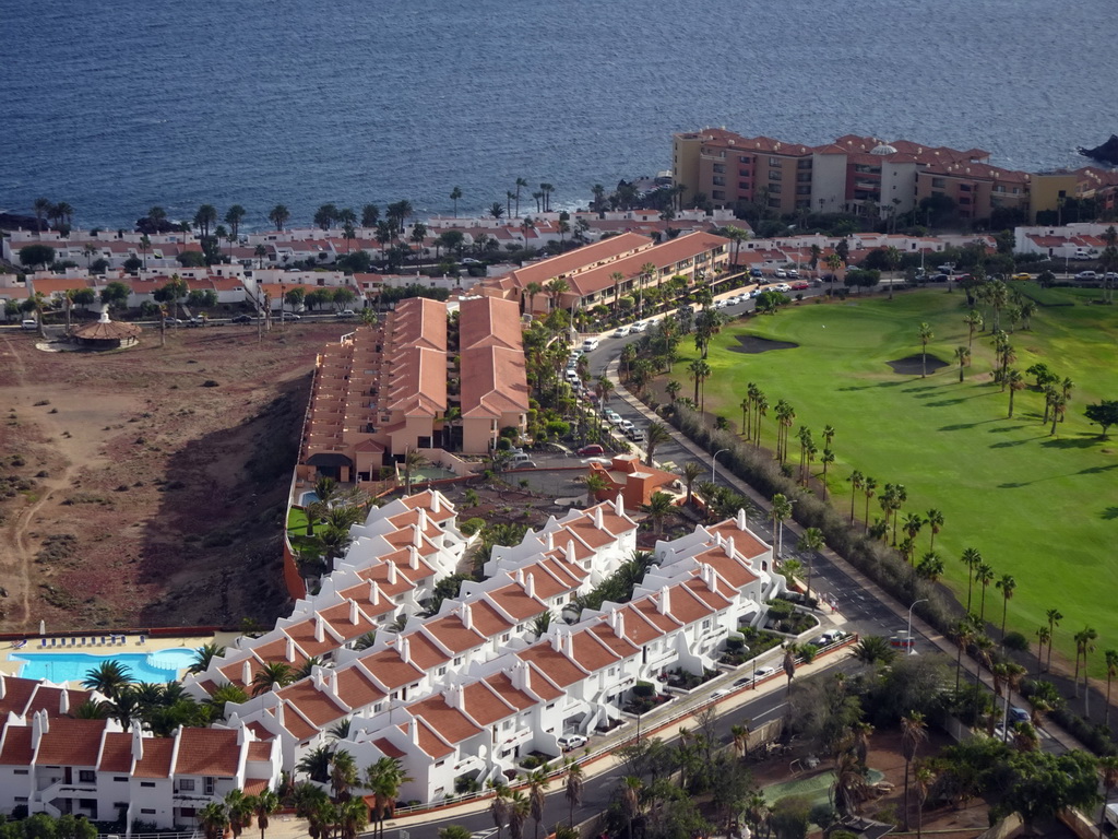 The town of Oasis del Sur and golf course of Golf del Sur, viewed from the airplane from Amsterdam