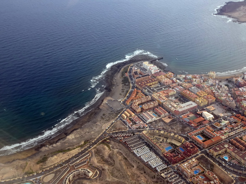 The town of El Médano, viewed from the airplane to Amsterdam