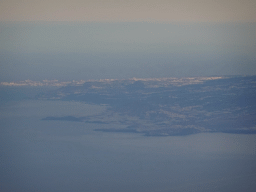 The city of Las Palmas at the north side of the island of Gran Canaria, viewed from the airplane to Amsterdam