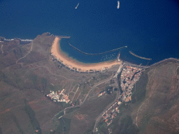 The town of San Andrés and the Playa de Las Teresitas beach, viewed from the airplane to Amsterdam