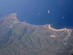 The town of San Andrés and the Playa de Las Teresitas beach, viewed from the airplane to Amsterdam