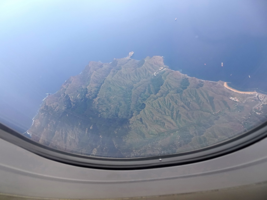 The Anaga mountain range and the Playa de Las Teresitas beach, viewed from the airplane to Amsterdam