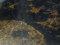 The city of Lisbon, viewed from the airplane to Amsterdam, by night