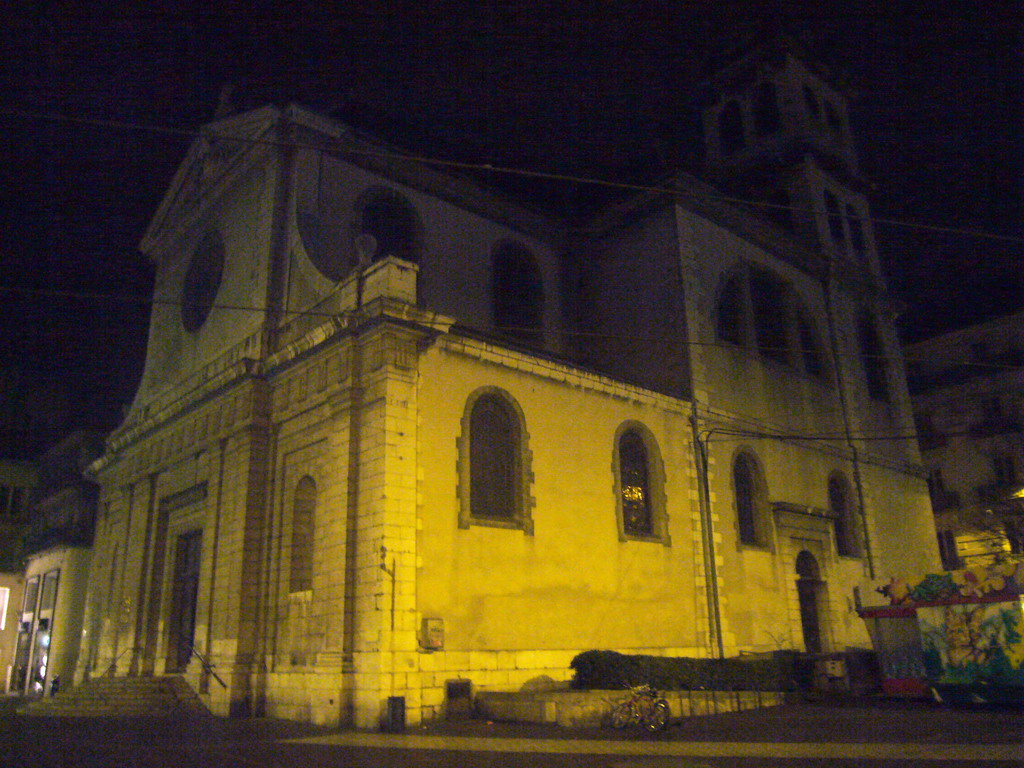 The church Paroisse Catholique Notre Dame de l`Espérance, by night