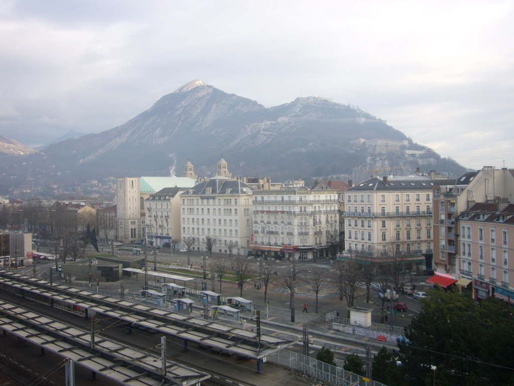 View on the railway, Bastille and nearby houses from window of David`s apartment