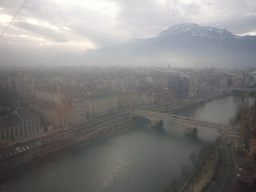 View on Grenoble from the cable lift to the Bastille