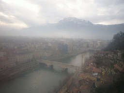 View on Grenoble from the cable lift to the Bastille