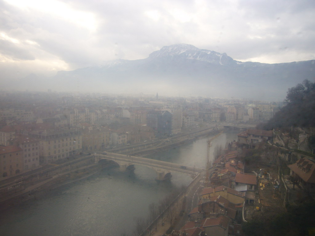 View on Grenoble from the cable lift to the Bastille