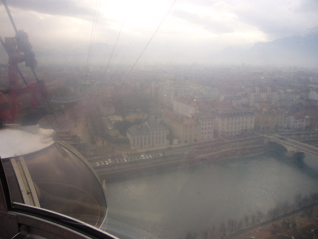 View on Grenoble from the cable lift to the Bastille