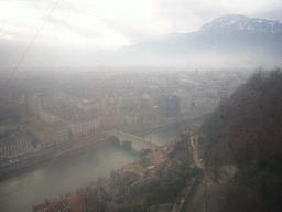 View on Grenoble from the cable lift to the Bastille