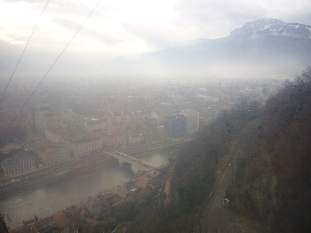 View on Grenoble from the cable lift to the Bastille