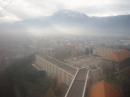 View on Grenoble from the cable lift to the Bastille