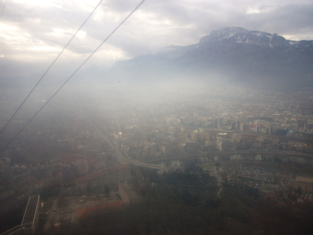 View on Grenoble from the cable lift to the Bastille