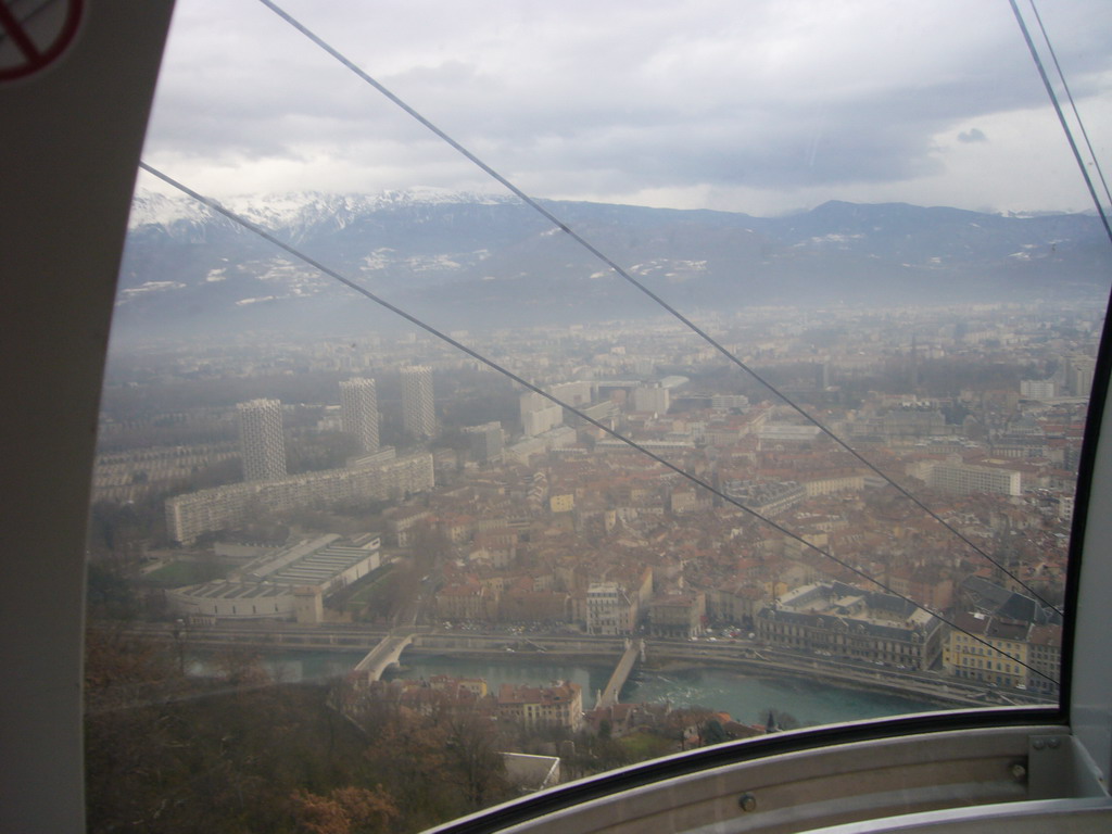 View on Grenoble from the cable lift from the Bastille