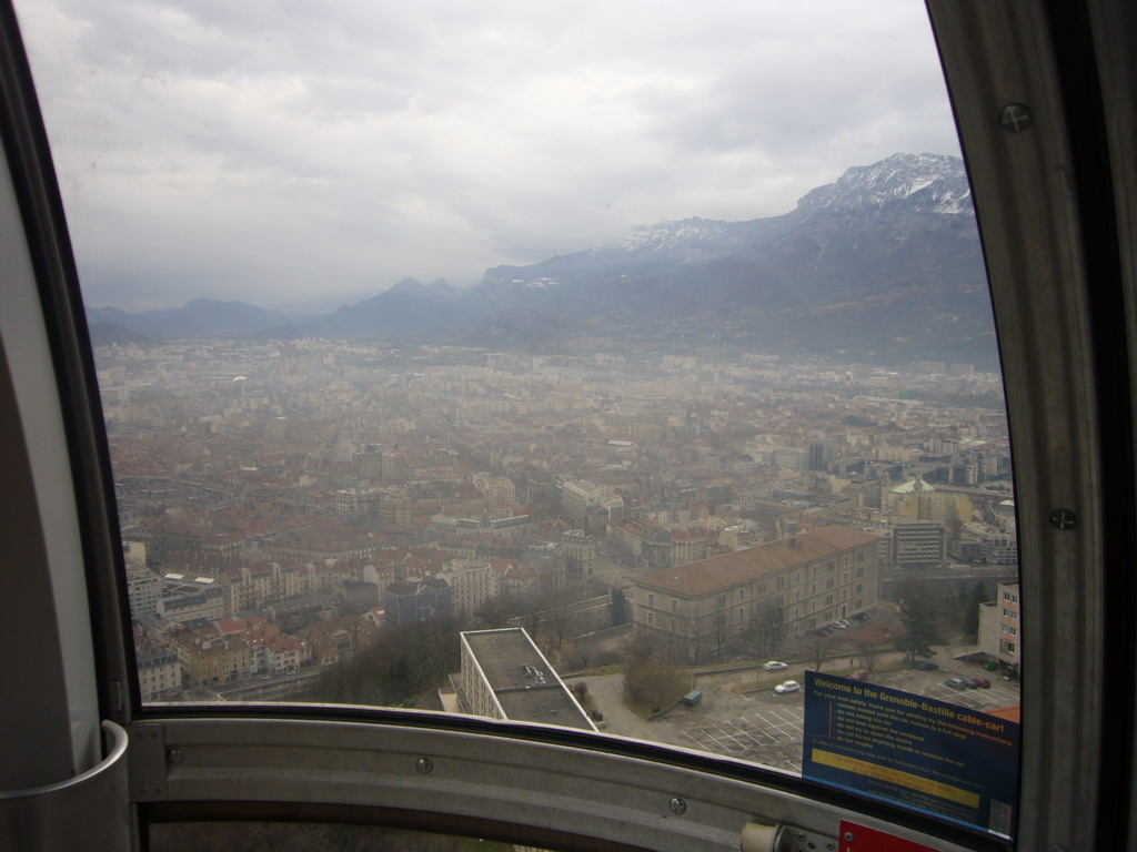 View on Grenoble from the cable lift from the Bastille