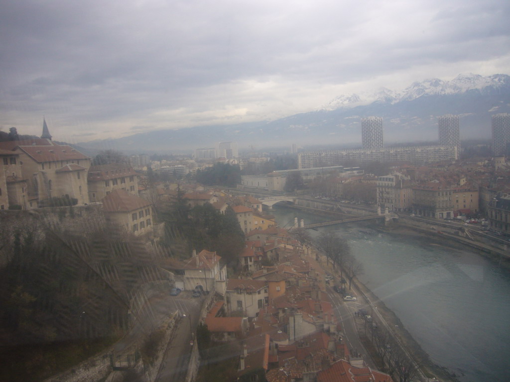 View on Grenoble from the cable lift from the Bastille