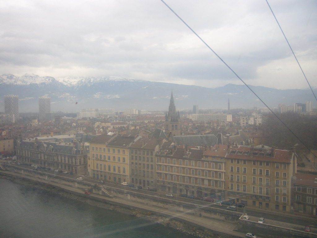 View on Grenoble from the cable lift from the Bastille