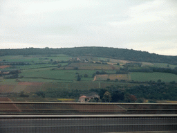 Farmland, viewed from the TGV train from Nice