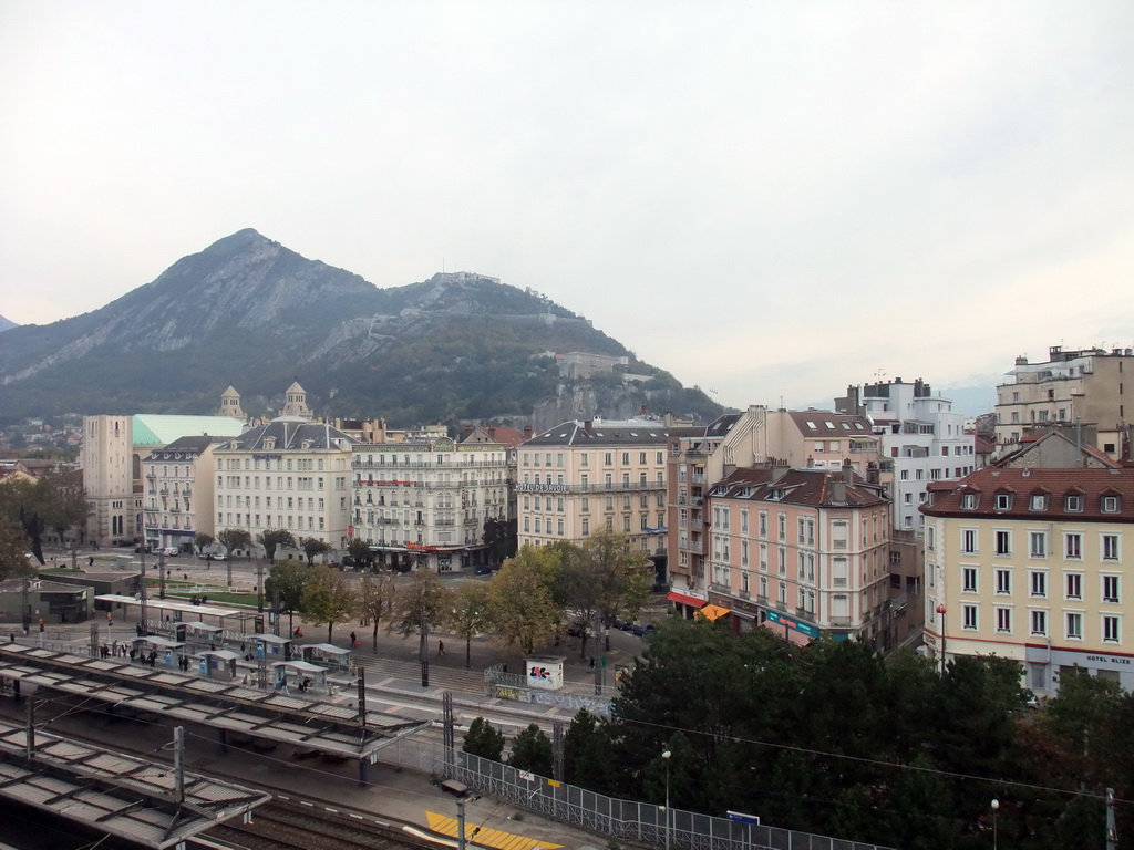 View on the railway, the Bastille and nearby houses from window of David`s apartment