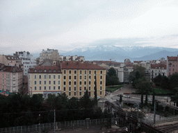 View on the railway and nearby houses from window of David`s apartment