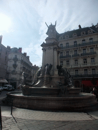 Fountain at the Place Notre Dame square