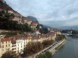 View on the Isère river from the cable lift to the Bastille