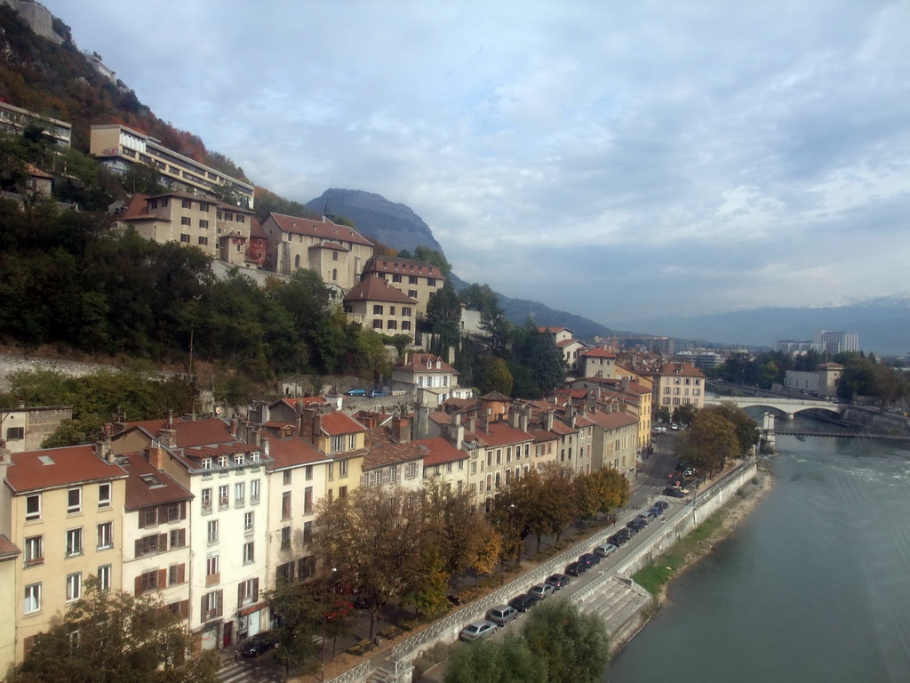 View on the Isère river from the cable lift to the Bastille