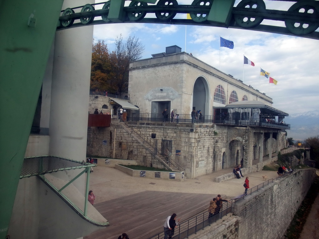 The Bastille and its restaurant, viewed from the cable lift from the Bastille